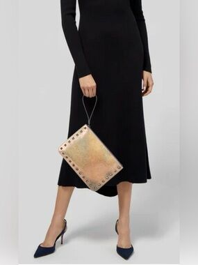 ✨Rebecca Minkoff Metallic Bronze Studded Wristlet Clutch ✨LIKE NEW